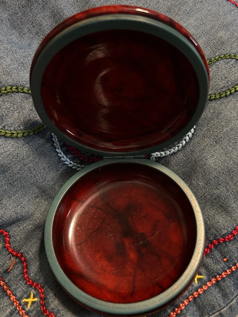 Red Marbled Alabaster Trinket Box